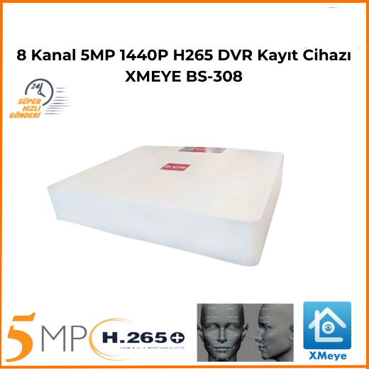 8 Kanal 5MP 1440P H265 DVR Kayıt Cihazı XMEYE